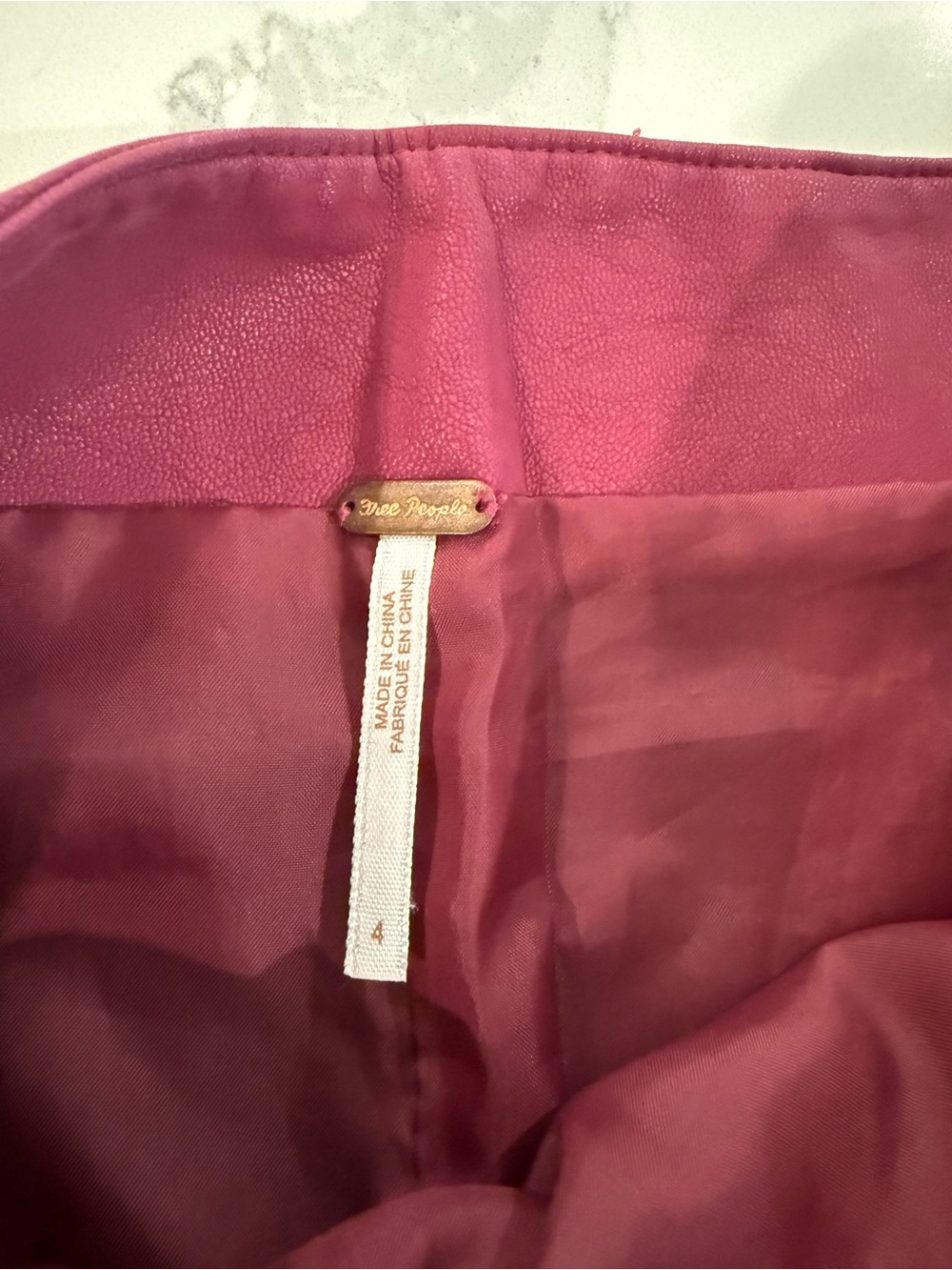 Free People Raspberry Pleather Mini Skirt - Picture 2 of 3